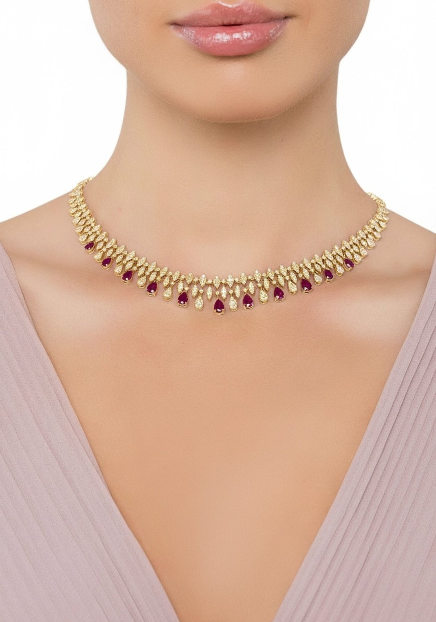 Duchess Ruby Statement Necklace Gold