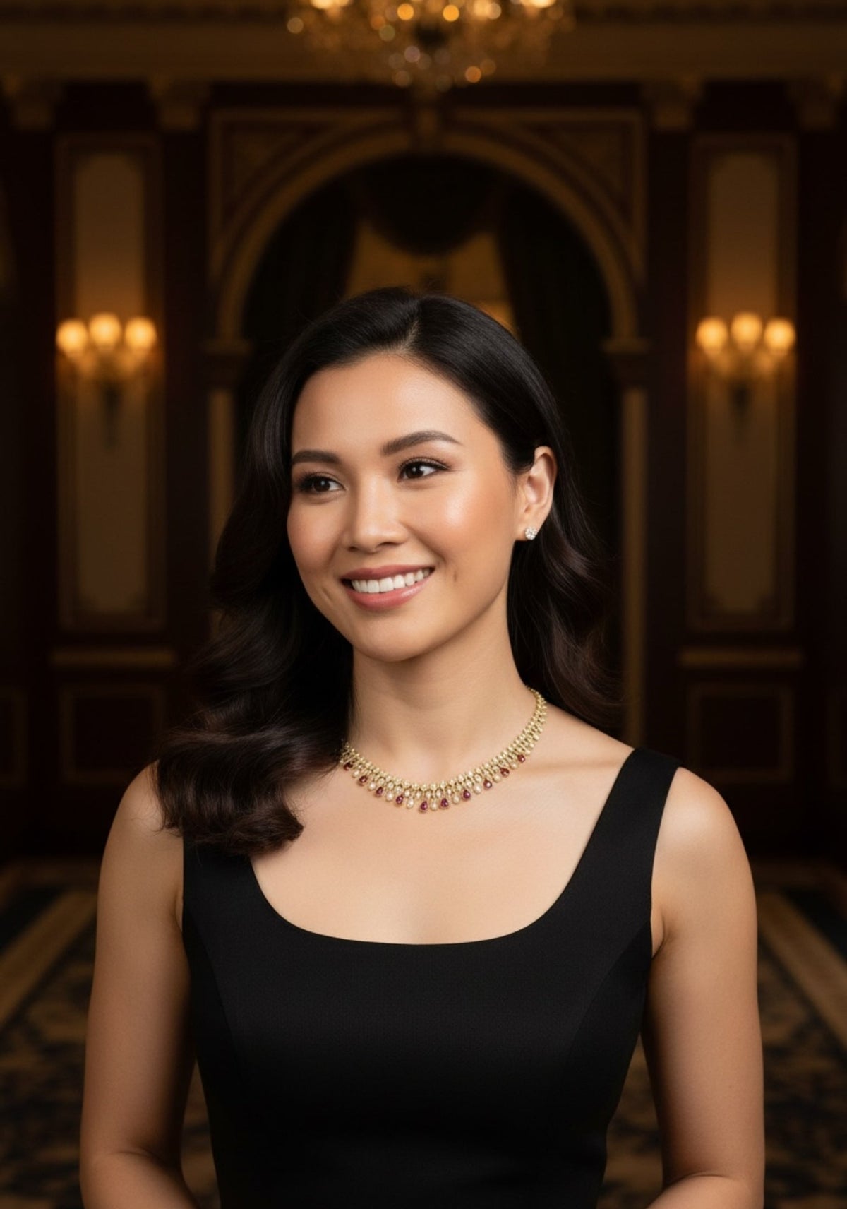 Duchess Ruby Statement Necklace Gold