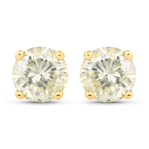 1.24 Carat Genuine LB Diamond 14K Yellow Gold Earrings