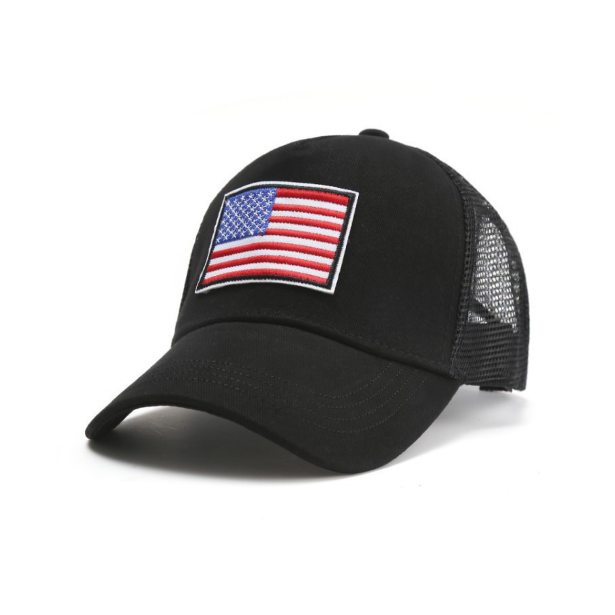 Gorra de camionero con bandera estadounidense y correa ajustable