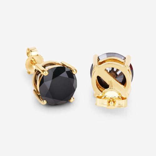4.30 Carat Genuine Black Diamond 14K Yellow Gold Earrings