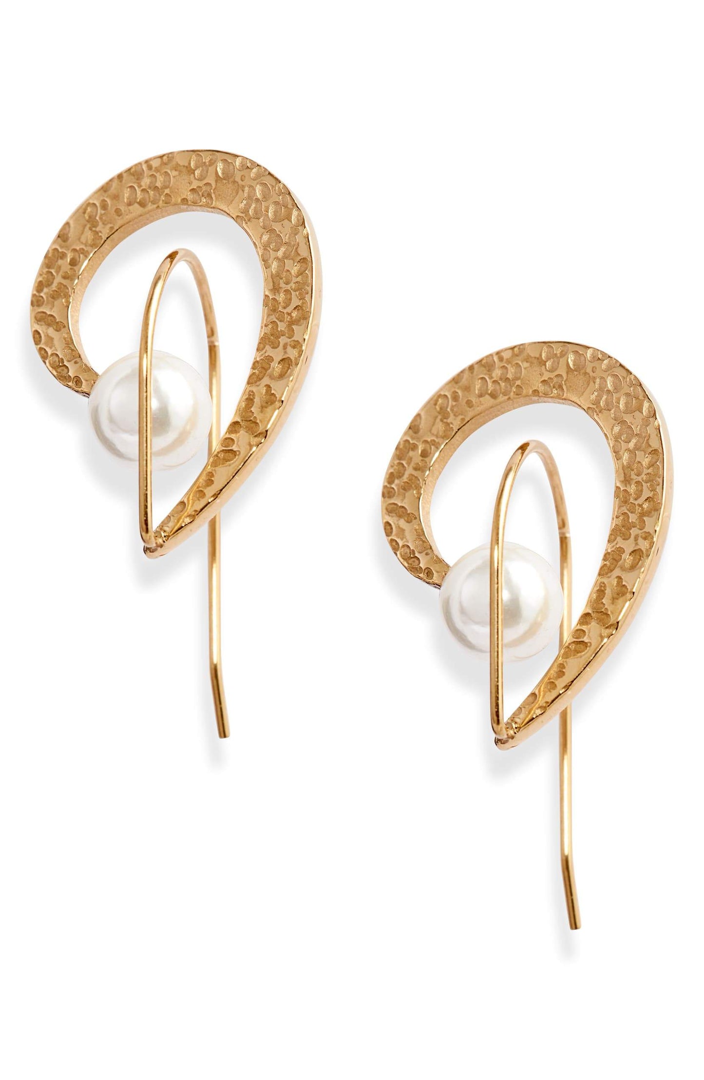 Hammered Pearl Orbit Earrings