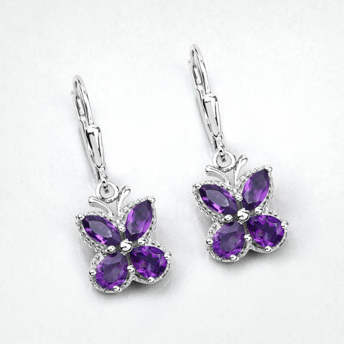2.12 Carat Genuine Amethyst .925 Sterling Silver Earrings