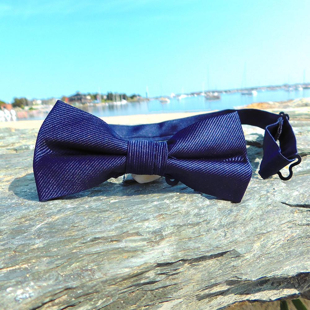 Solid Color Bow Tie - Navy, Woven Silk, Kids Pre-Tied