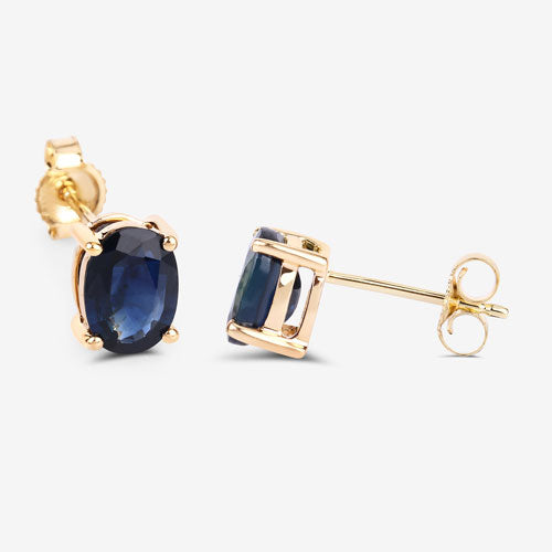 1.90 Carat Genuine Blue Sapphire 10K Yellow Gold Earrings