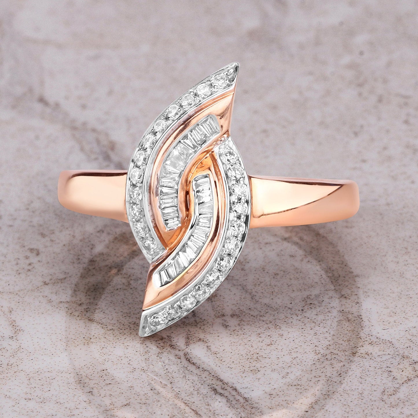 0.29 Carat Genuine White Diamond 14K Rose Gold Ring (E-F Color, SI1-SI2 Clarity)