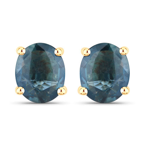 0.68 Carat Genuine Blue Sapphire 10K Yellow Gold Earrings