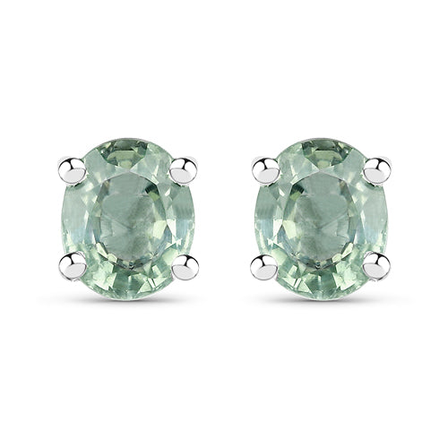 0.68 Carat Genuine Green Sapphire .925 Sterling Silver Earrings