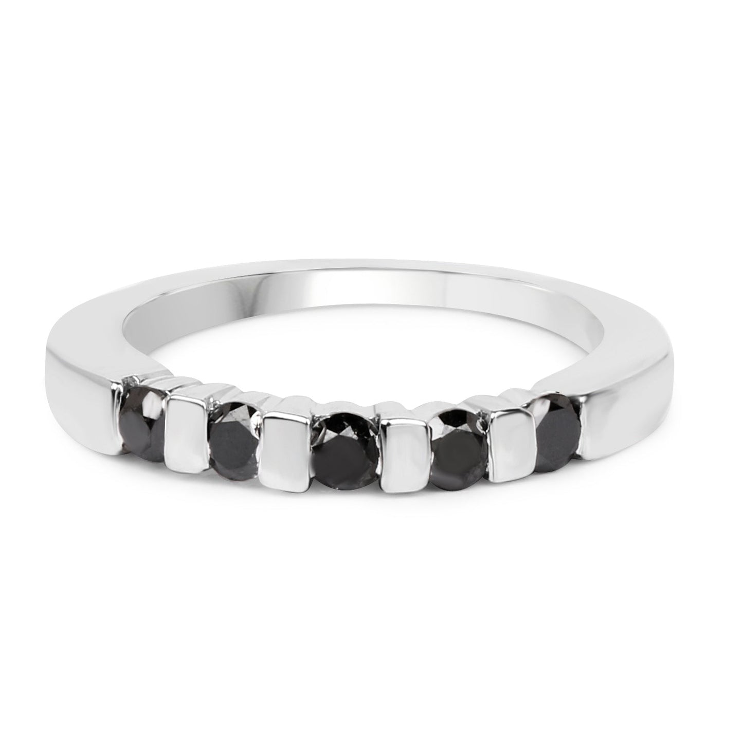 0.50 Carat Genuine Black Diamond .925 Sterling Silver Ring