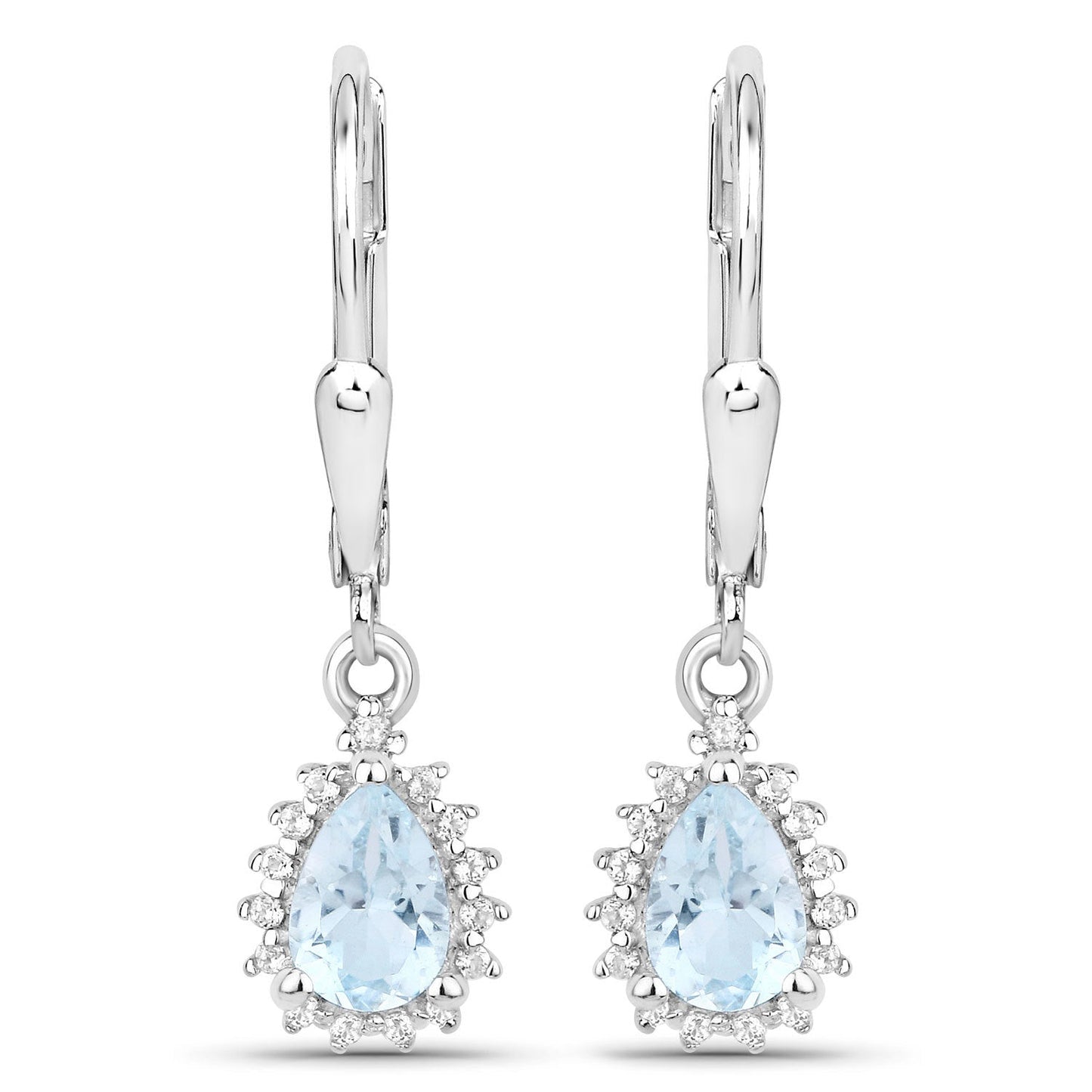 2.00 Carat Genuine Blue Topaz and White Topaz .925 Sterling Silver Jewelry Set
