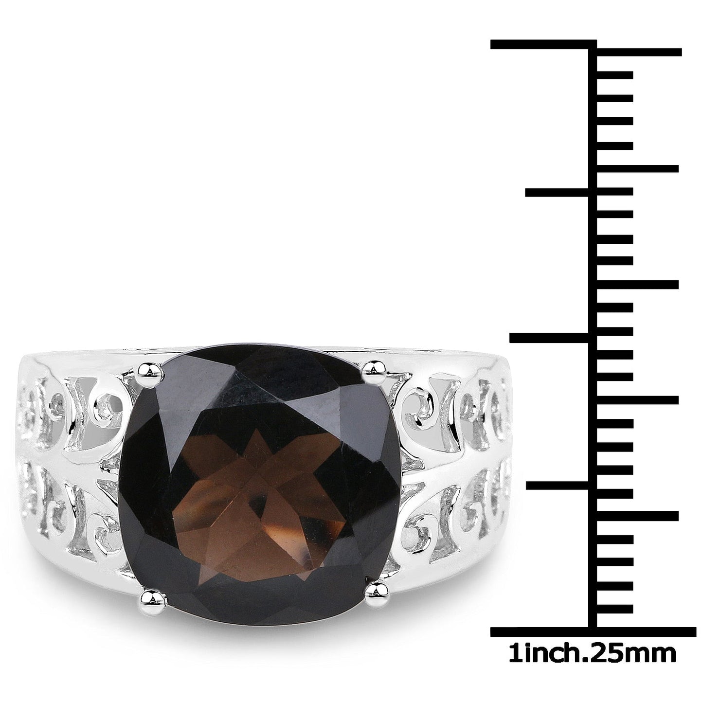 7.09 Carat Genuine Smoky Quartz .925 Sterling Silver Ring