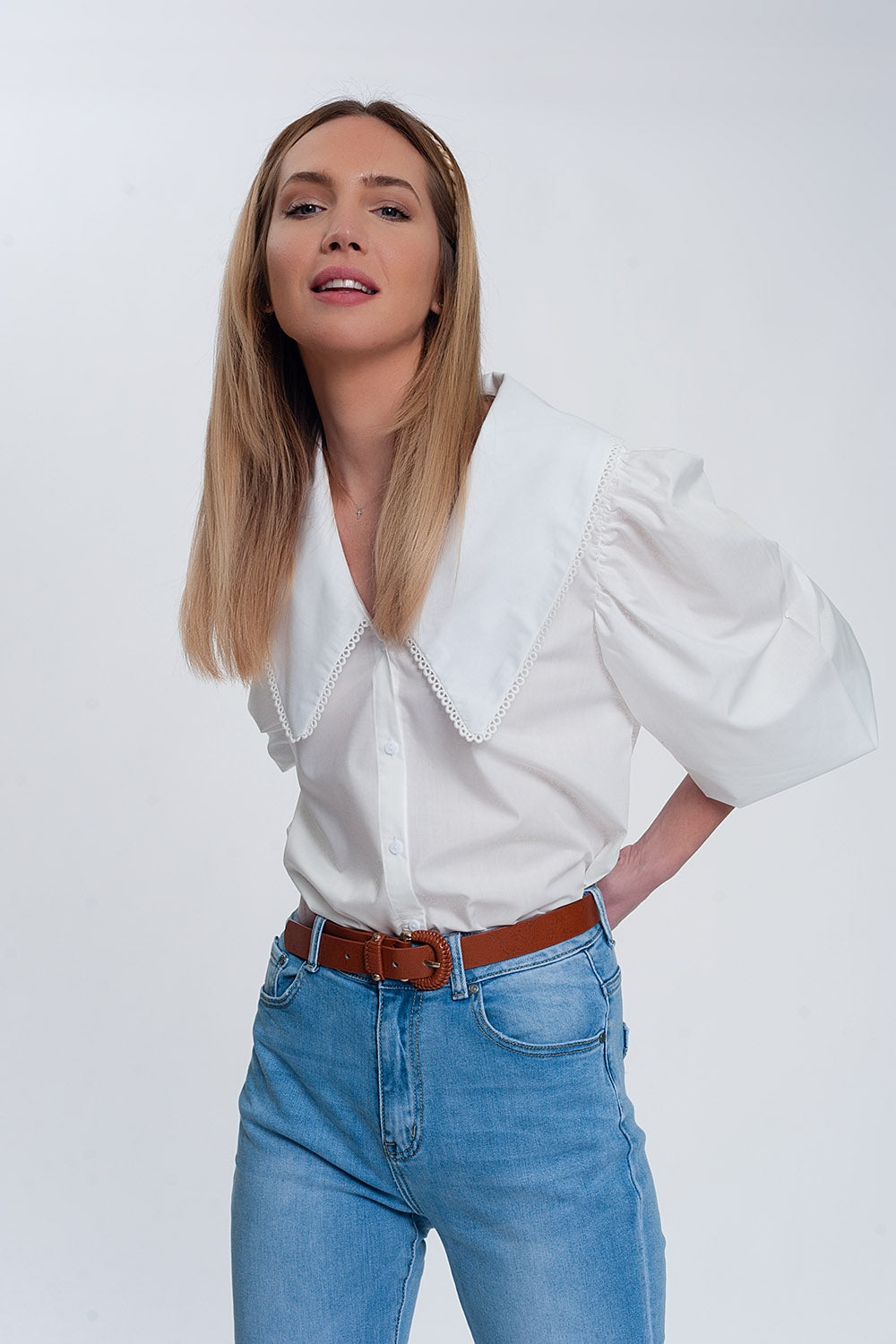 Oversized Collared Shirt in White