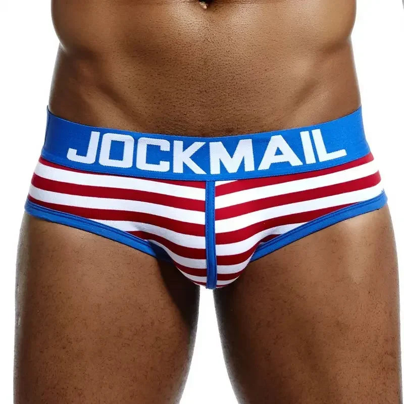 JOCKMAIL Men's Print Underwear Brief (Bulge Pouch, Low Waist, Cotton)