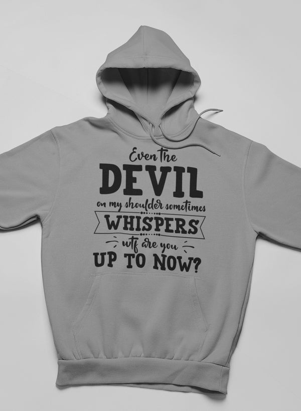 Even the Devil on My Shoulder Sometimes Whispers WTF Are You Up to Now? Hoodie