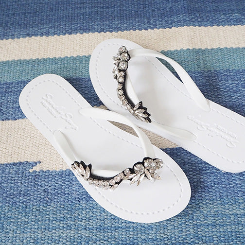 Nomad - Rhinestone Flip Flops Flat Sandals