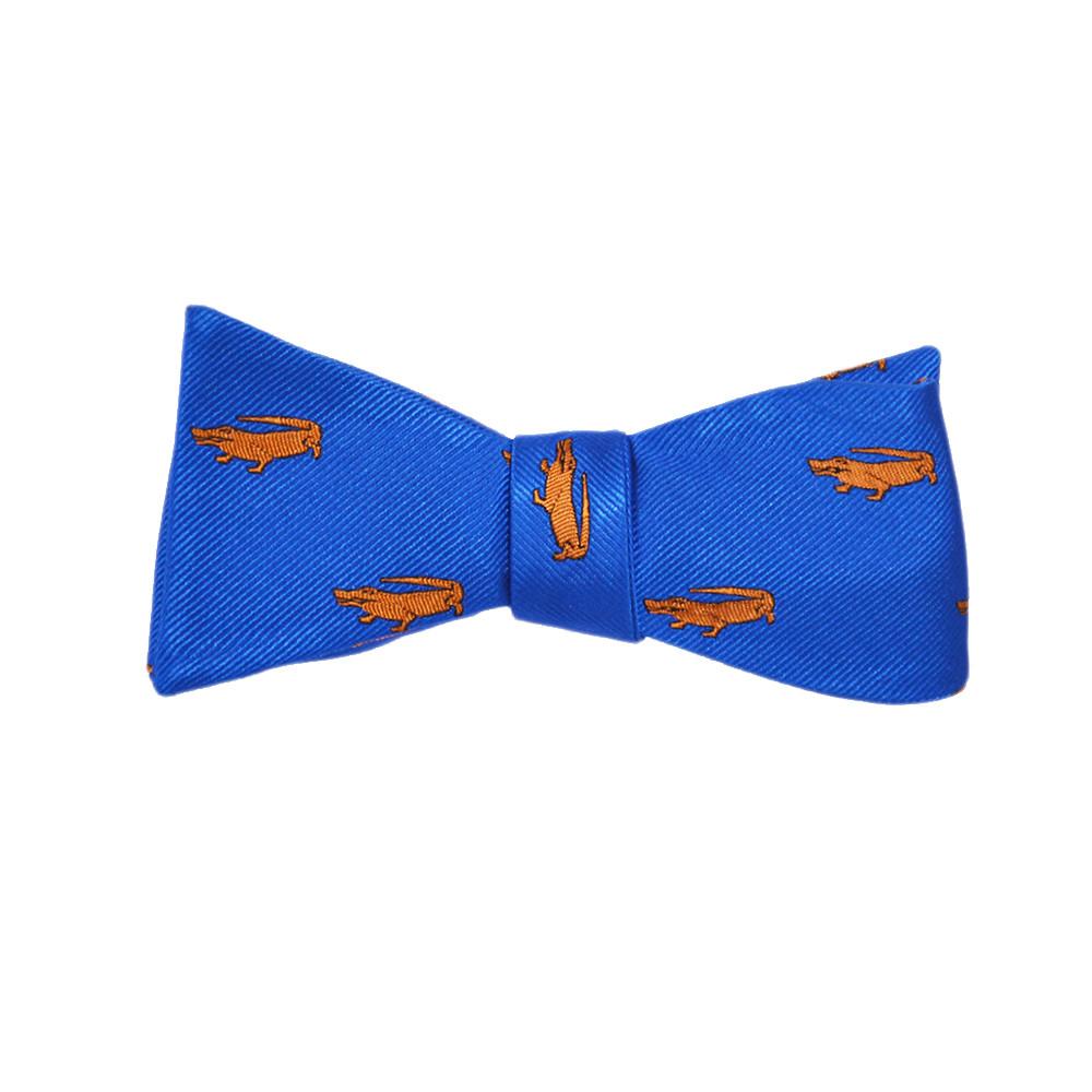 Alligator Bow Tie - Blue, Woven Silk