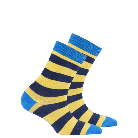 Kids Blue Canary Stripe Socks