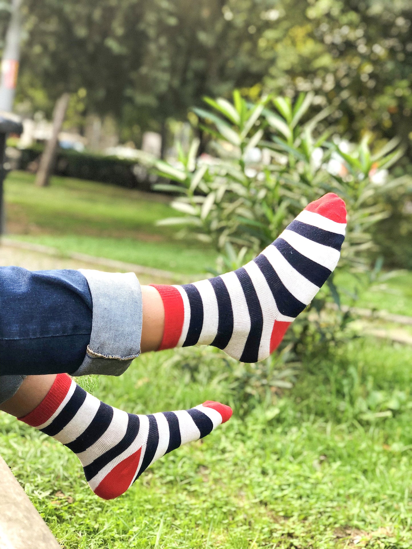 Kids Navy-White Stripes Socks