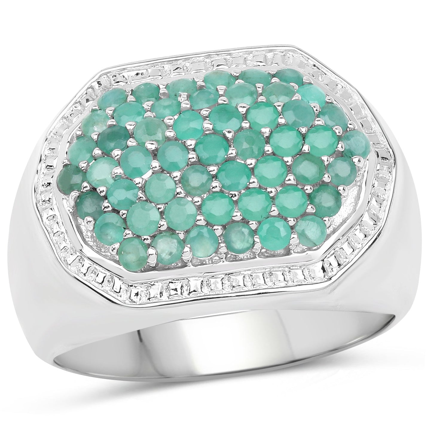 1.43 Carat Genuine Emerald .925 Sterling Silver Ring