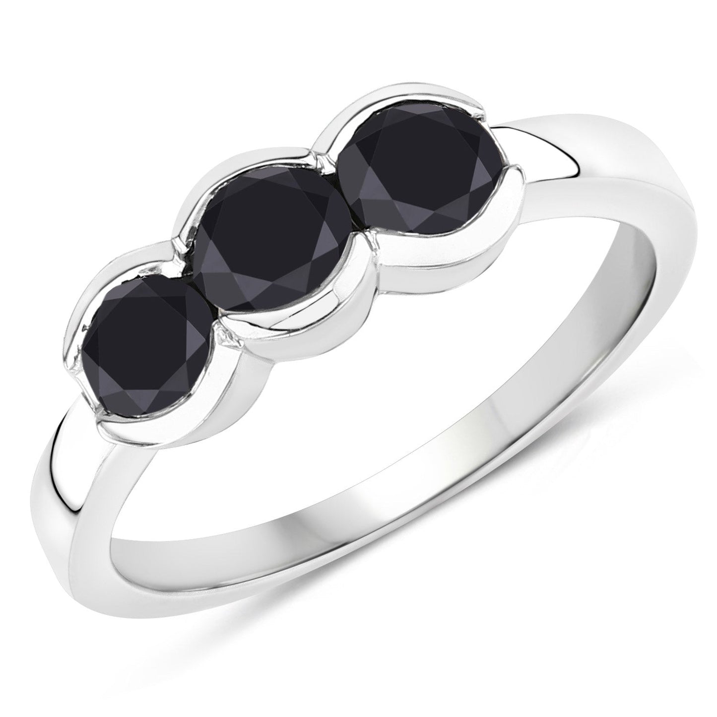 1.22 Carat Genuine Black Diamond .925 Sterling Silver Ring