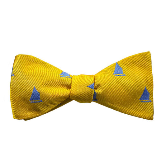 Sailboat Bow Tie - Yellow, Woven Silk