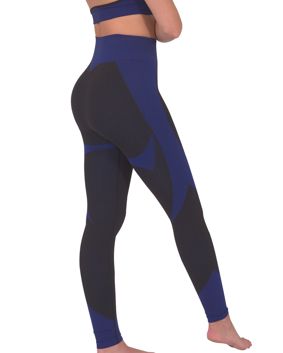 Leggings sin costuras Trois - Negro con azul marino