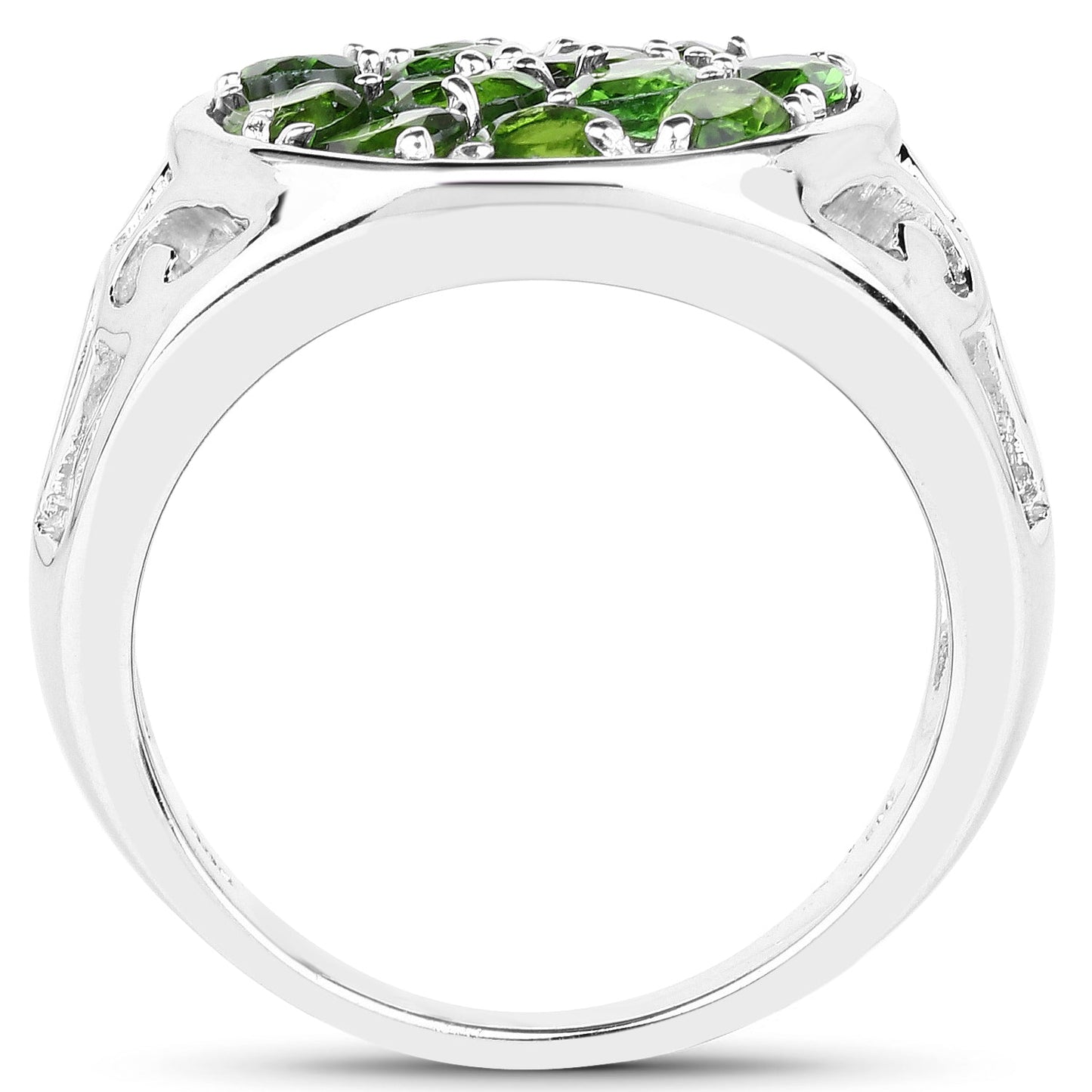 2.21 Carat Genuine Chrome Diopside .925 Sterling Silver Ring