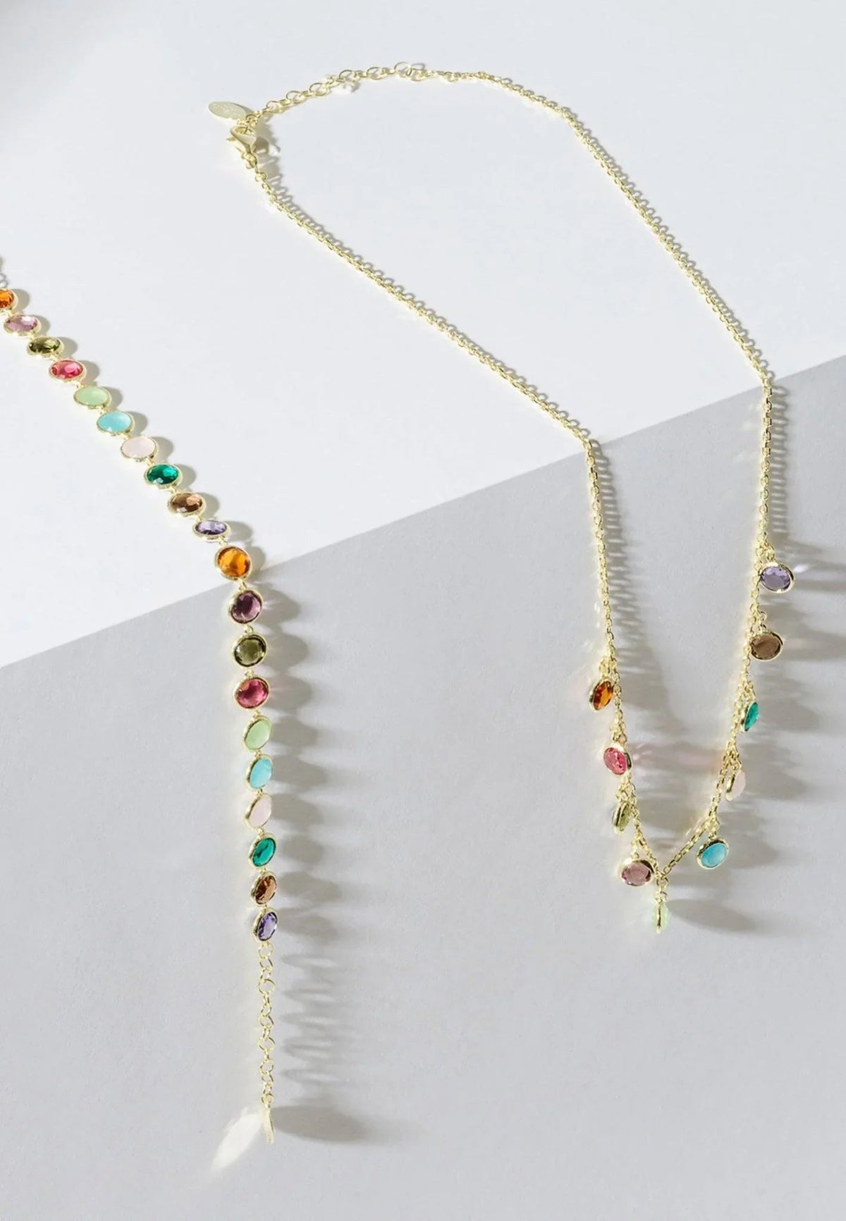 Florence Multi Coloured Gemstone Necklace Gold