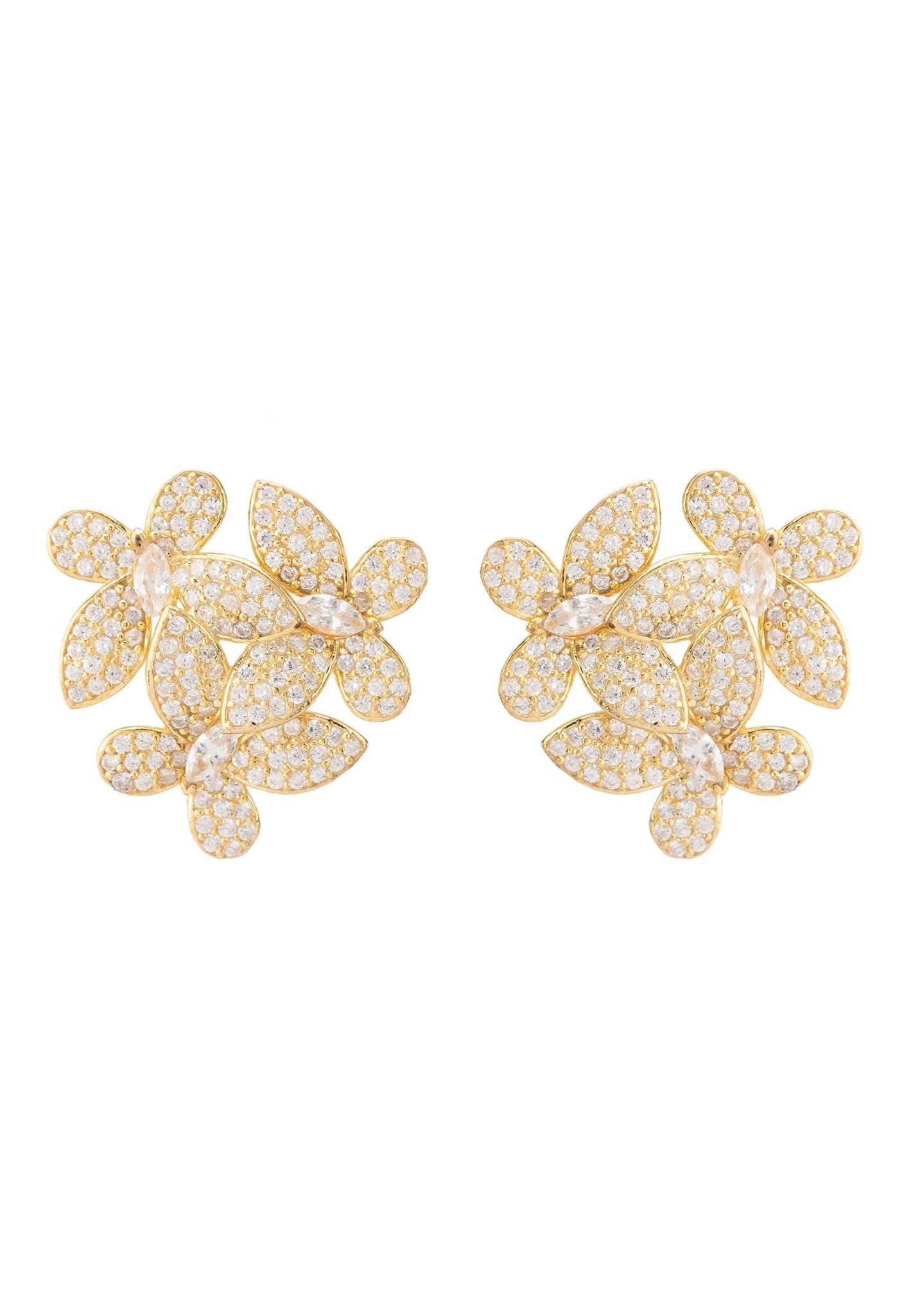 Flowers Large Stud Earrings Gold