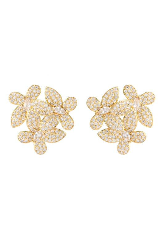 Flowers Large Stud Earrings Gold