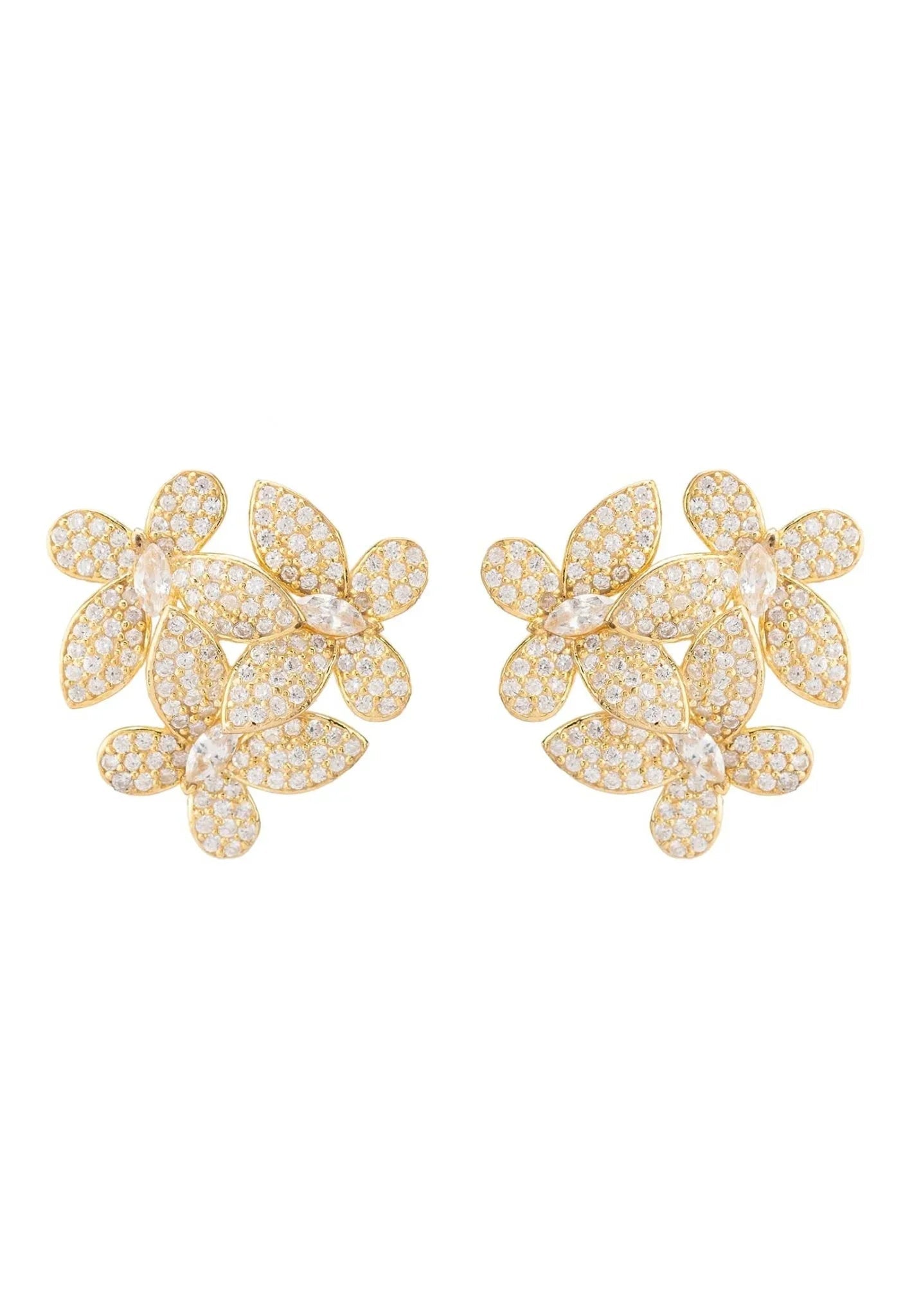 Flowers Large Stud Earrings Gold
