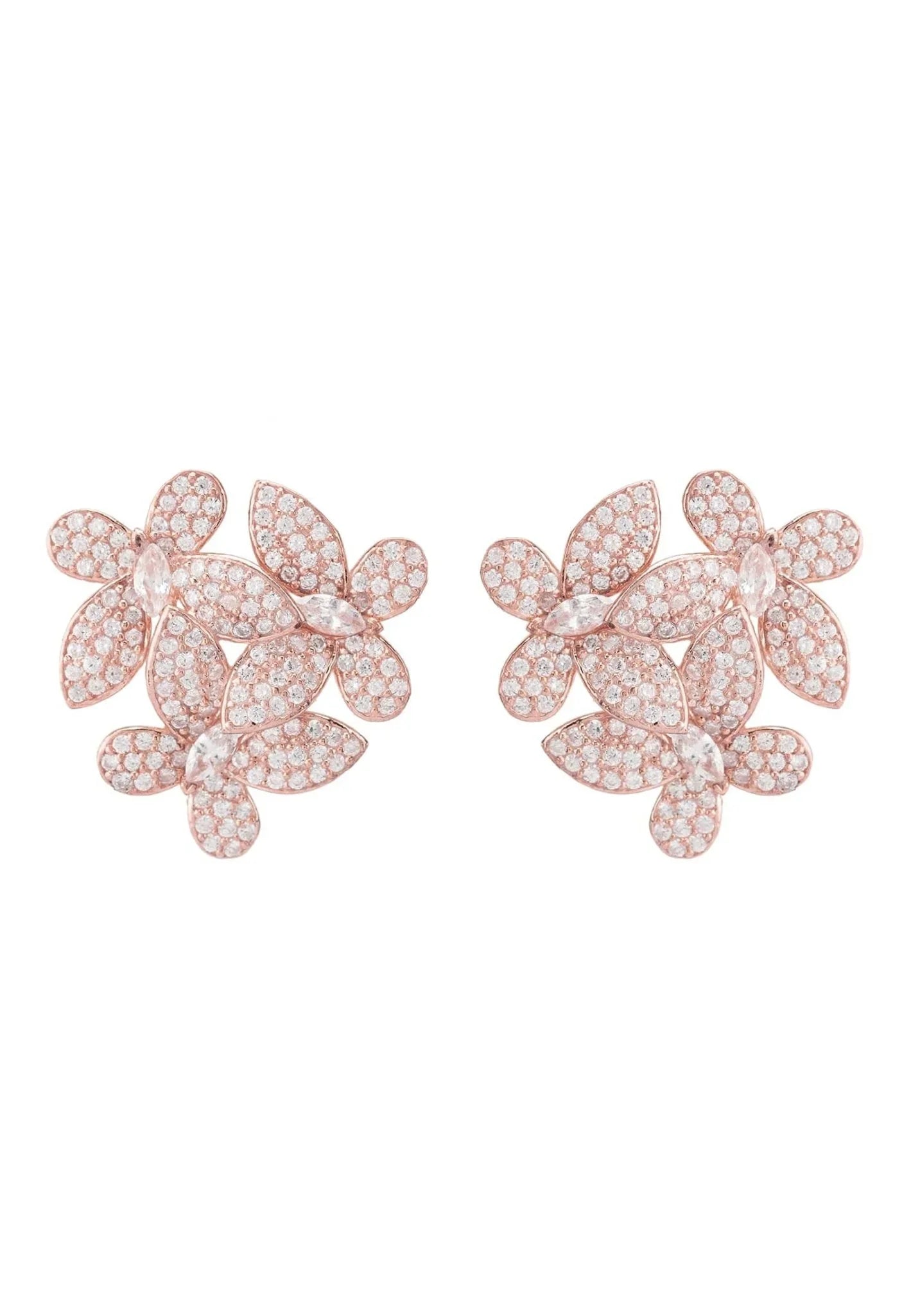 Flowers Large Stud Earrings Rosegold