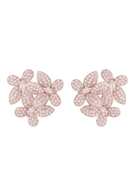 Flowers Large Stud Earrings Rosegold