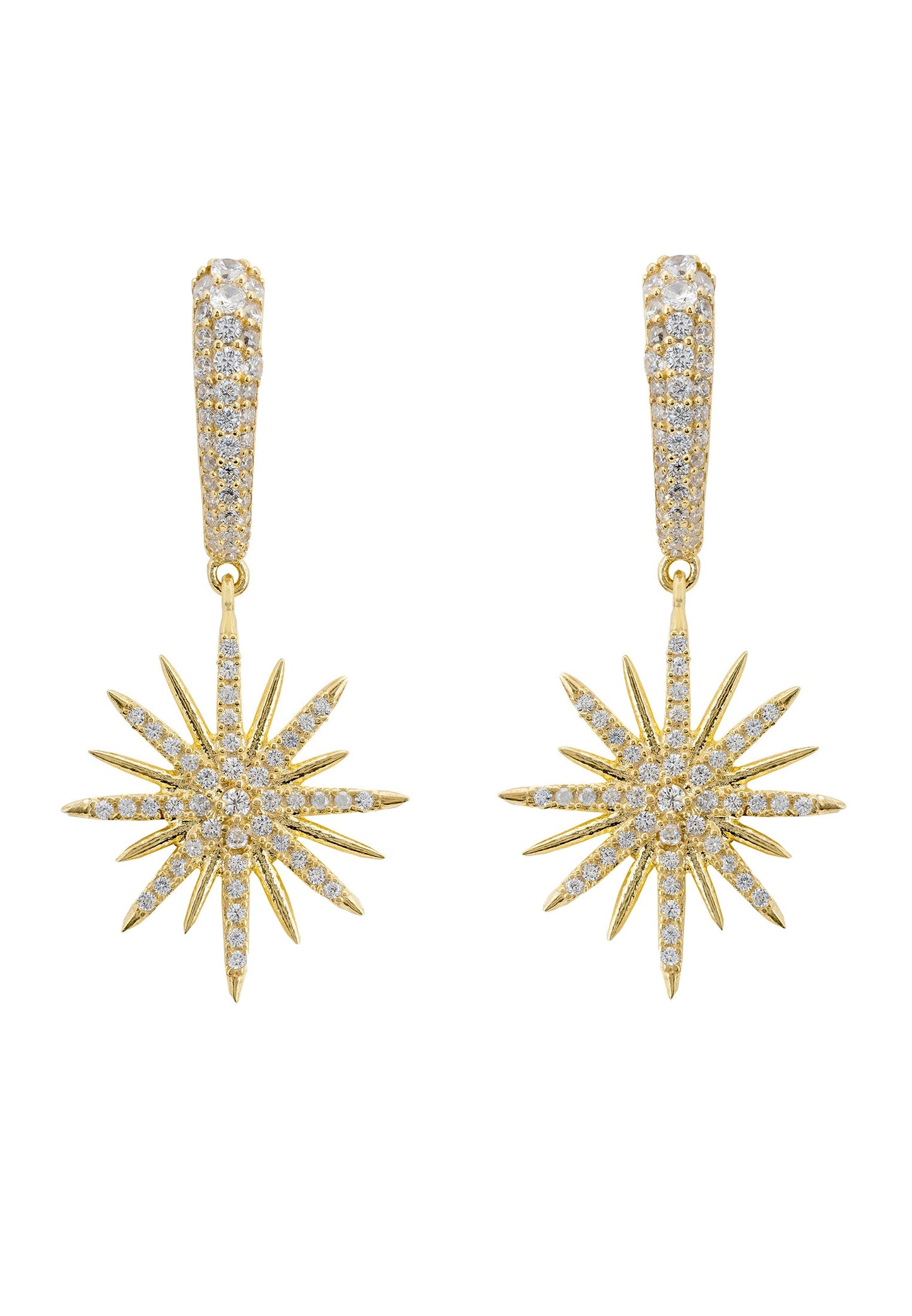 Star Burst Drop Earrings Gold