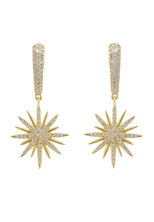 Star Burst Drop Earrings Gold