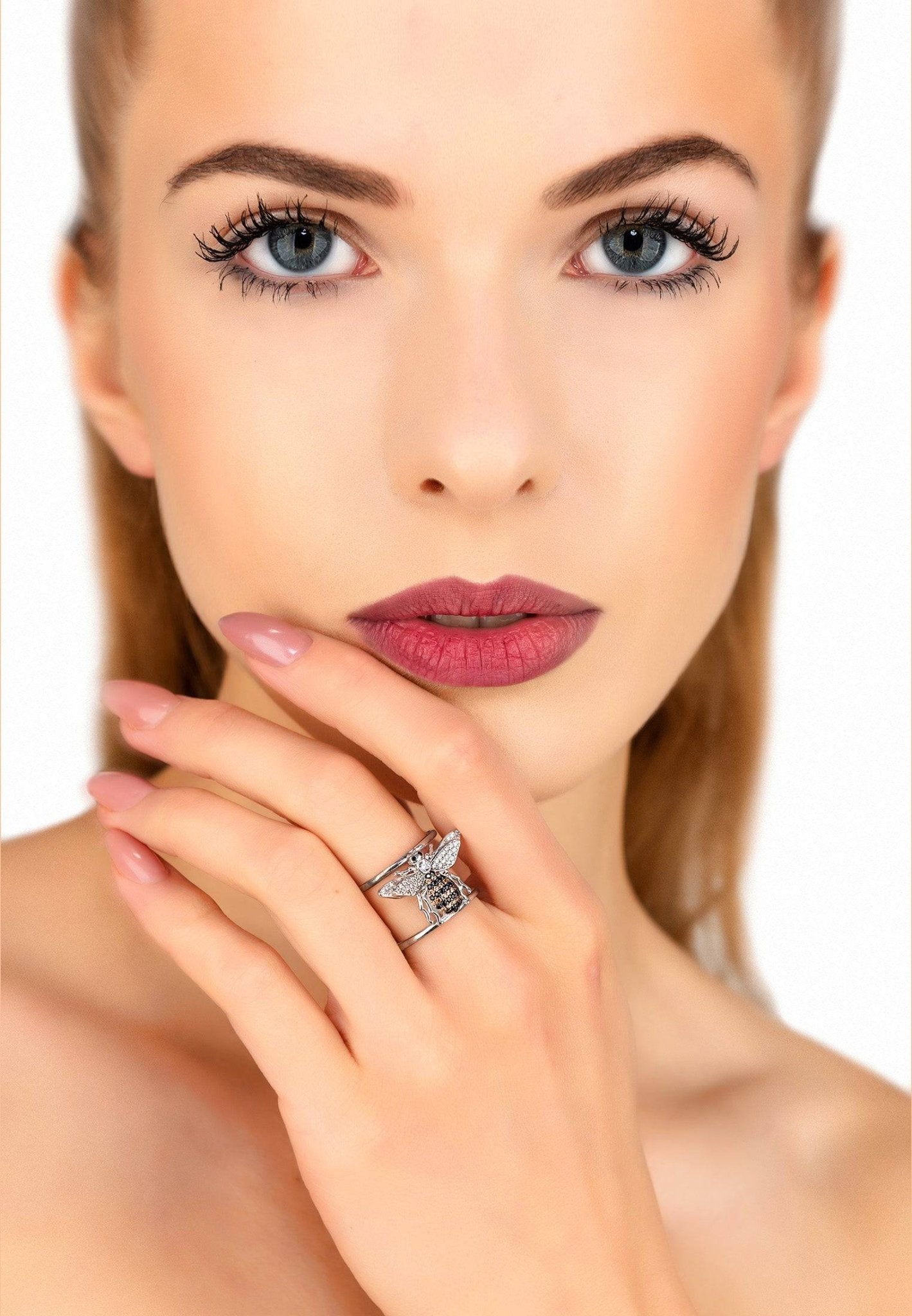 Honey Bee Cocktail Ring Adjustable Silver