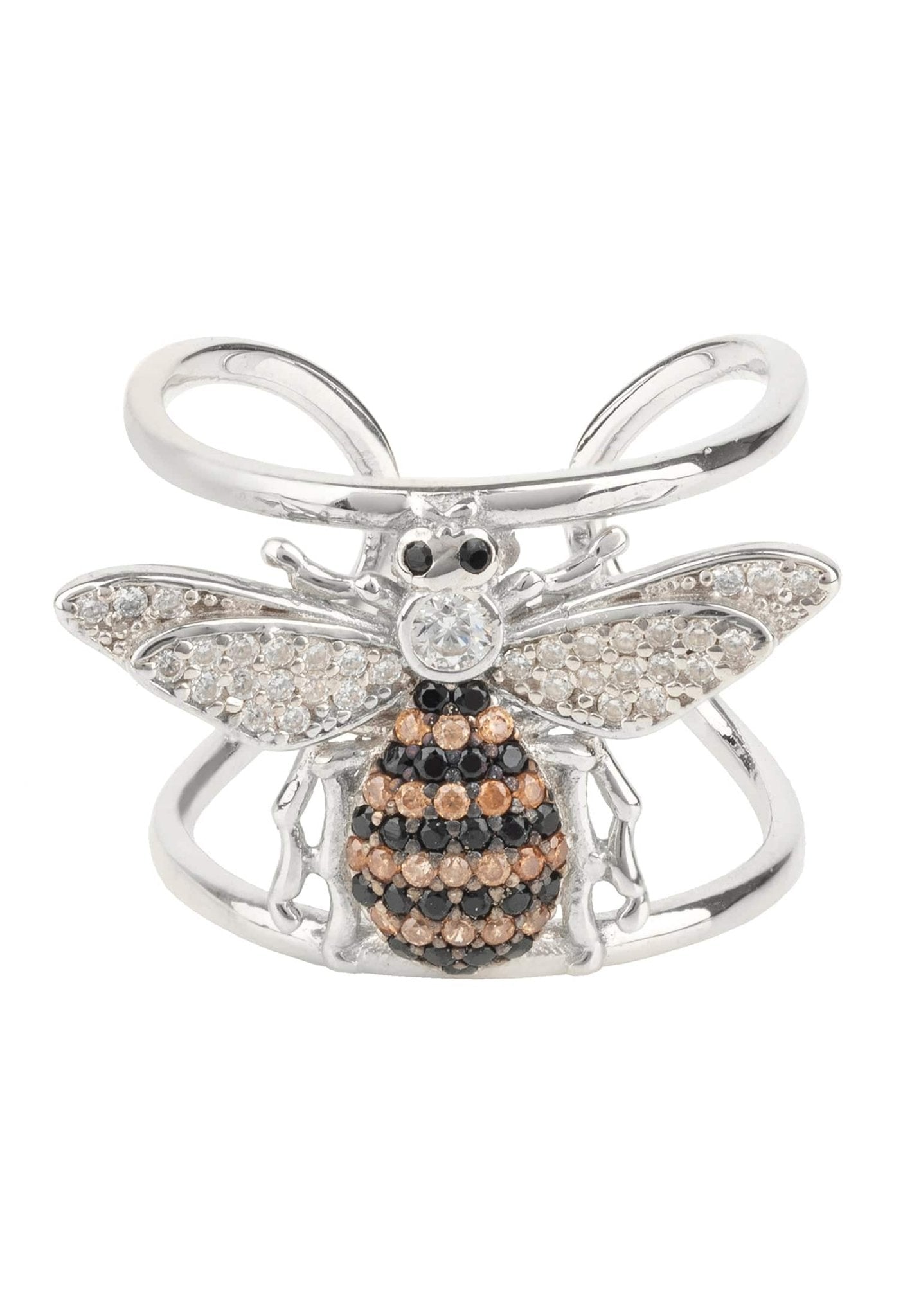 Honey Bee Cocktail Ring Adjustable Silver