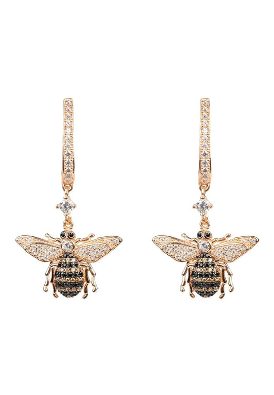Honey Bee Drop Earrings Rosegold