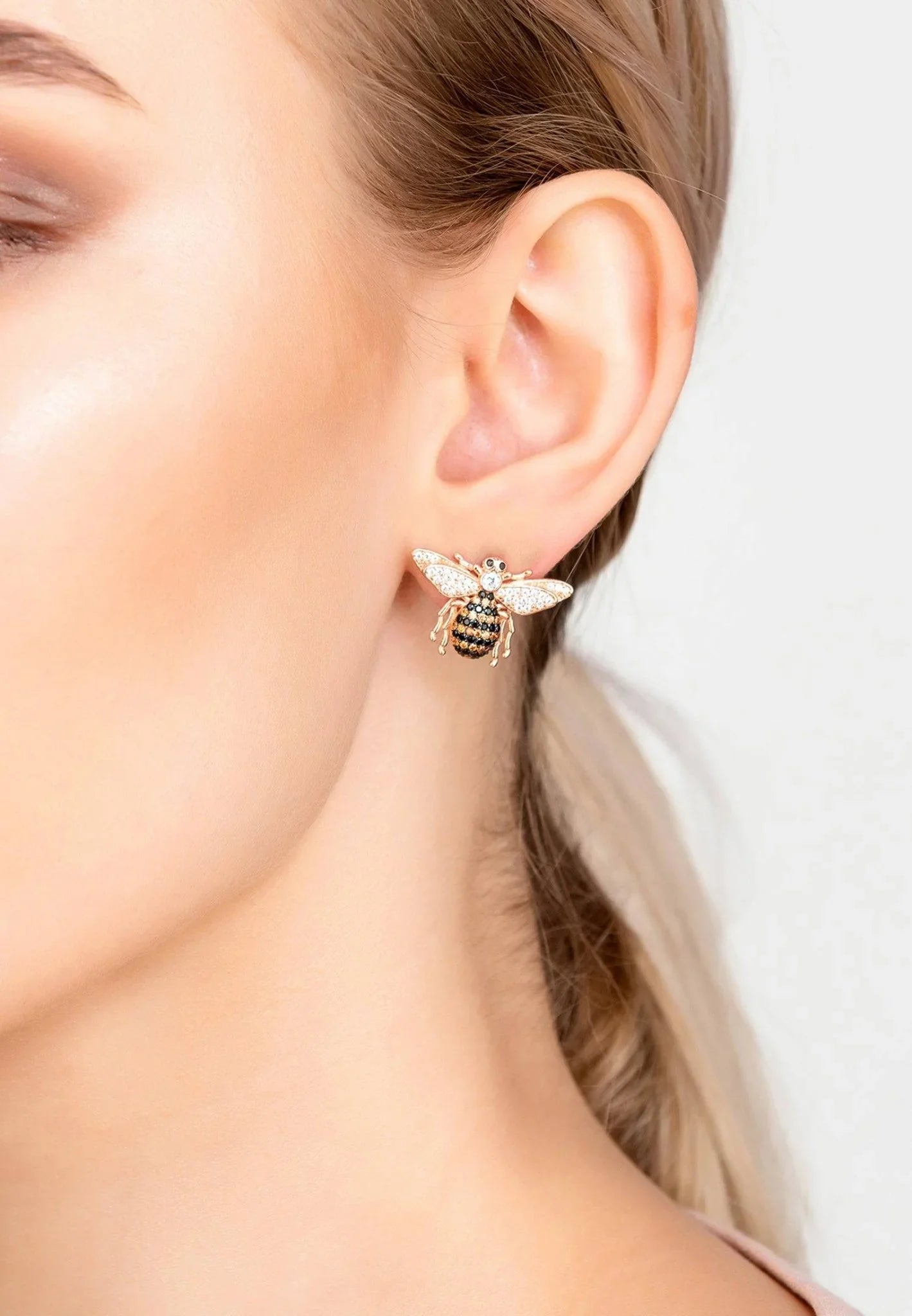 Honey Bee Stud Earrings Rosegold