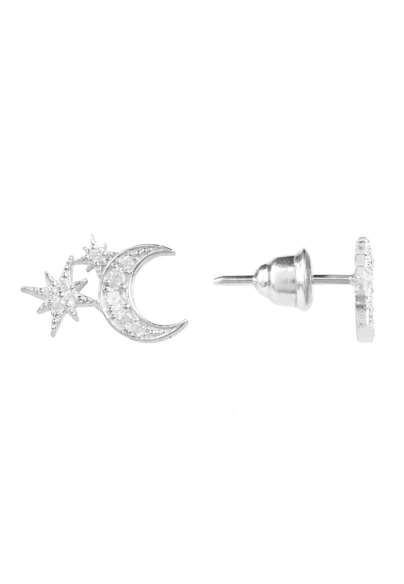 Moon and Starburst Mini Earrings Silver