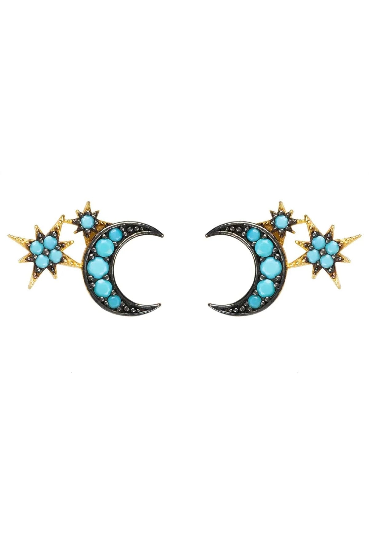 Moon and Starburst Mini Earrings Turquoise