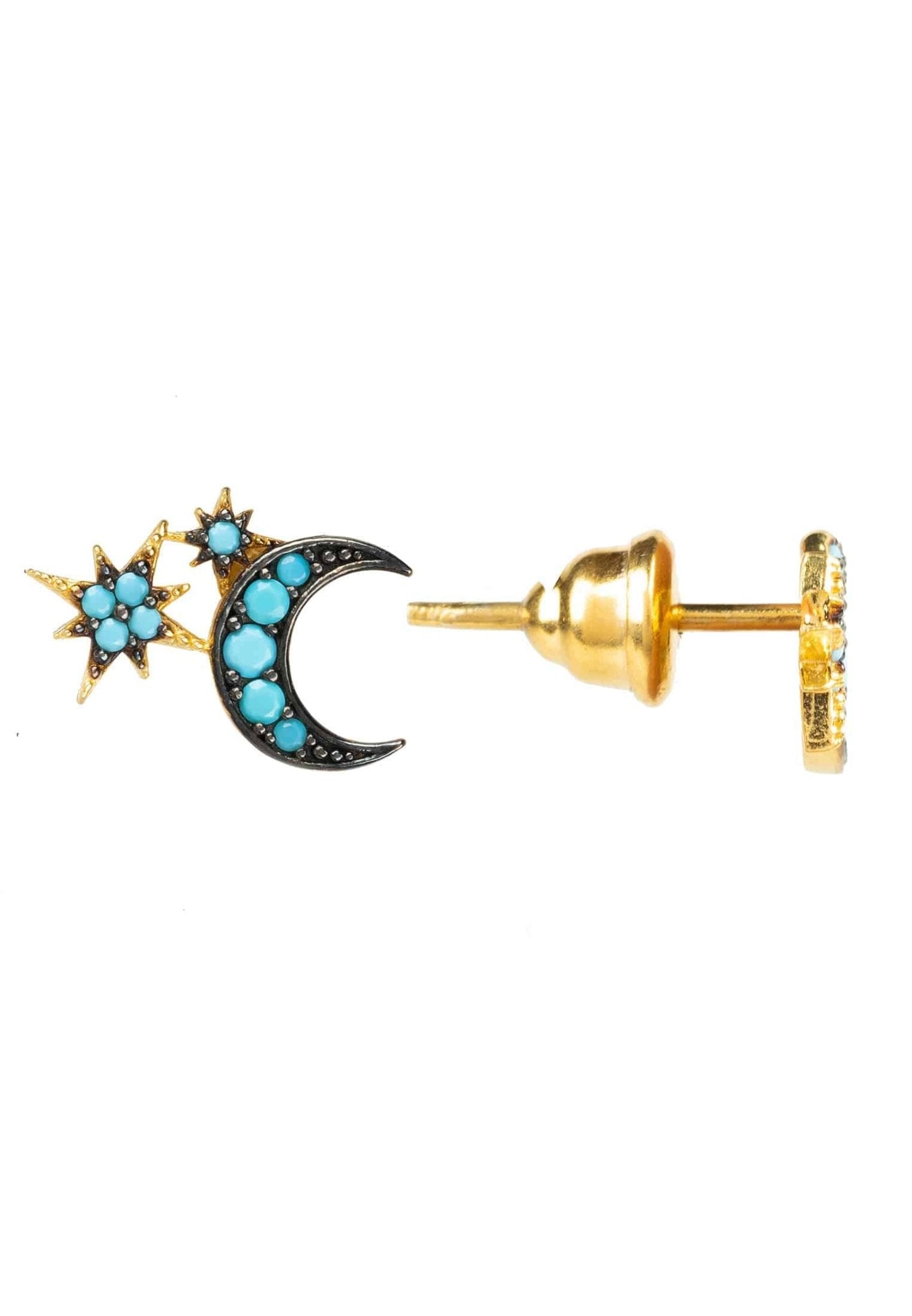 Moon and Starburst Mini Earrings Turquoise