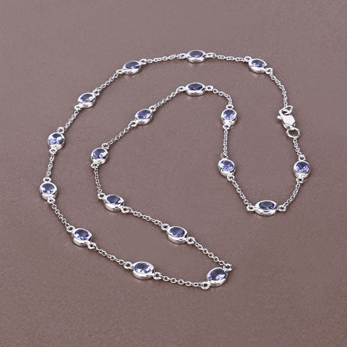 5.94 Carat Genuine Tanzanite .925 Sterling Silver Necklace