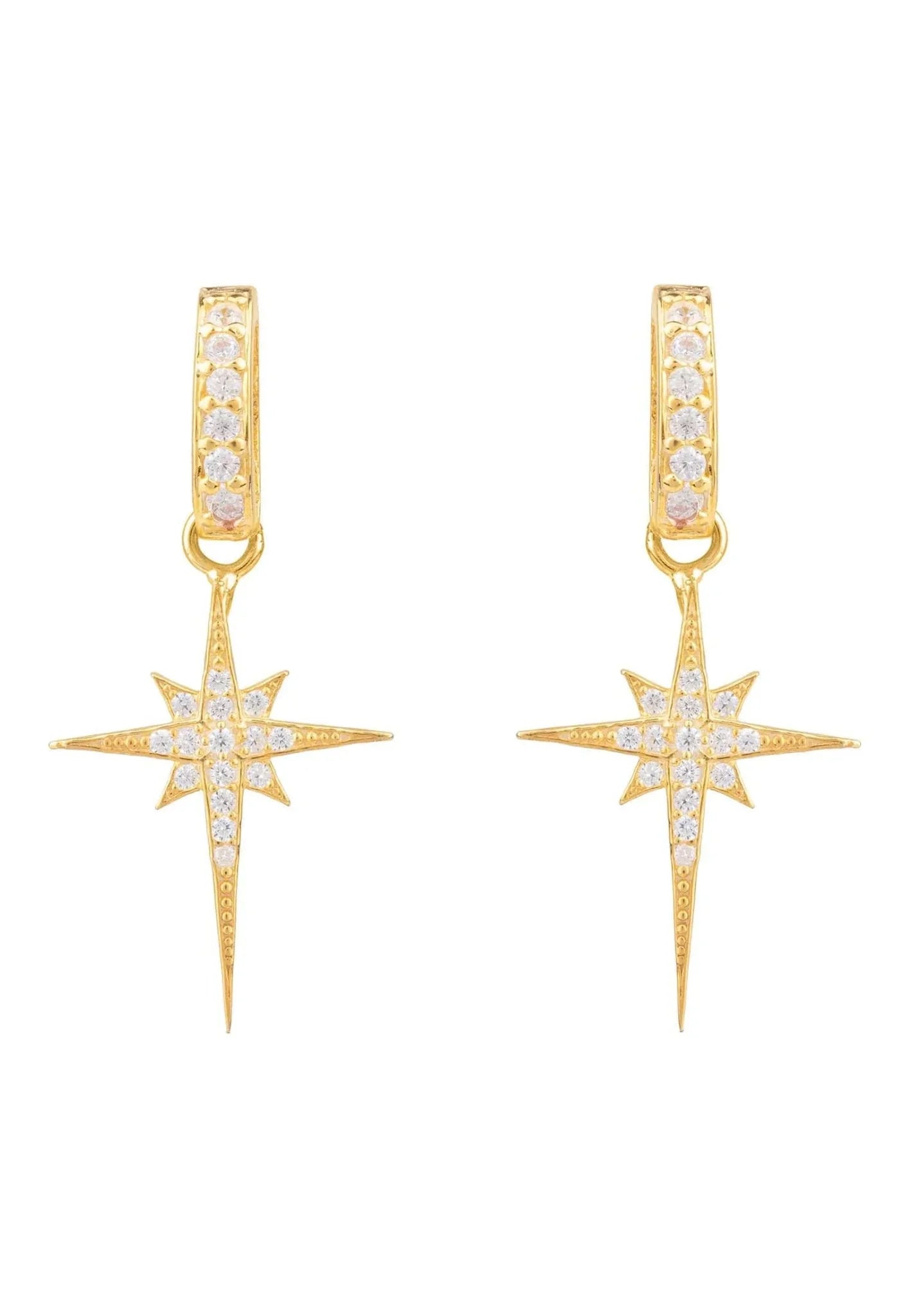 North Star Burst Small Drop Earrings Gold