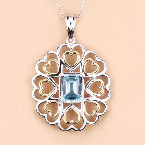 2.60 Carat Genuine Blue Topaz .925 Sterling Silver Pendant
