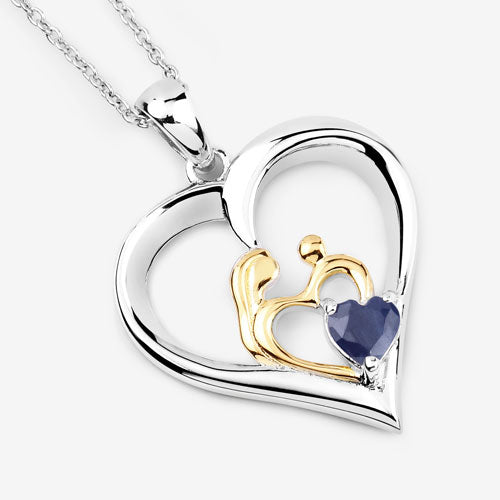 0.50 Carat Genuine Blue Sapphire .925 Sterling Silver Pendant