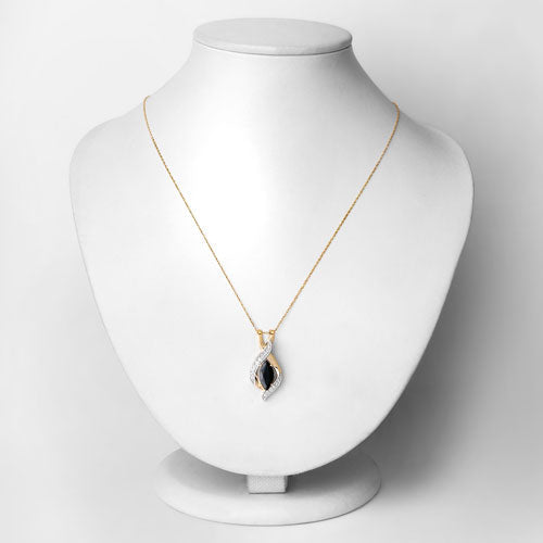 2.27 Carat Genuine Blue Sapphire and White Diamond 14K Yellow Gold Pendant