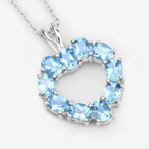 1.90 Carat Genuine Swiss Blue Topaz .925 Sterling Silver Pendant