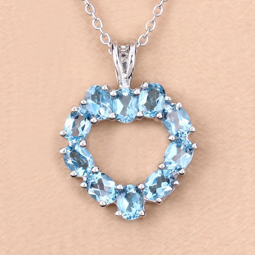 1.90 Carat Genuine Swiss Blue Topaz .925 Sterling Silver Pendant