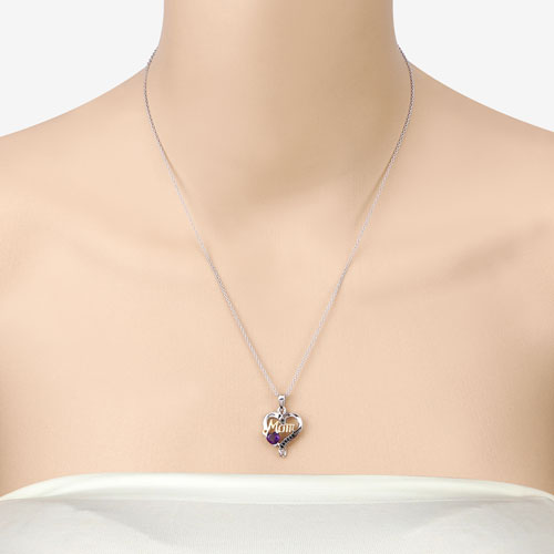 0.48 Carat Genuine Amethyst and Black Spinel .925 Sterling Silver Pendant